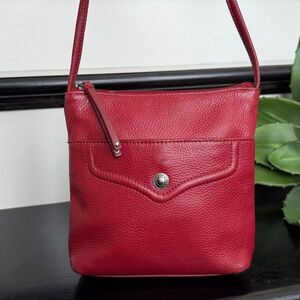 Stone Mountain genuine leather crossbody shoulder purse, soft pebbled red bag